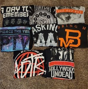 Lot of 8 Men's Band T-Shirts. Size Small.